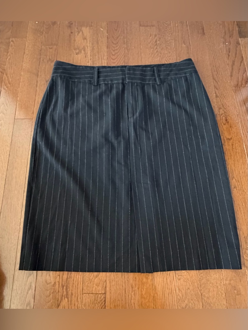 Pinstripe Black Pencil Skirt